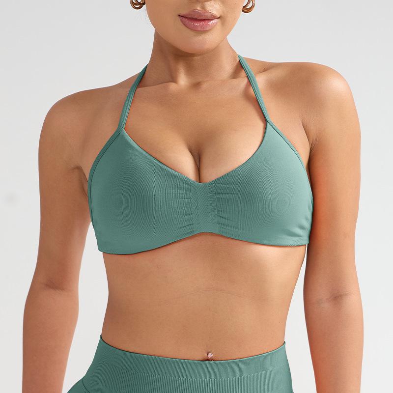 Dfyne Stoßfester Neckholder-Sport-BH mit Brustpolster - High-Intensity-Yoga-Camisole für Damen
