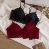 Women's Sexy Lace Red Bra Set - No Steel Ring, Side-Collecting Design
