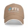 FTX RISK UnisexAGEUnisexT LOGO BASEBALL CAP BLACK WITH WHITE TRIM AND BLUE ACCENT DESIGN FOR ADULTS FASHIONABLE AND DURABLE HAT