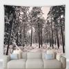 Home Decoration Jul Vinter Skog Landskap Utskrift Polyester Polsk på veggen hengende rom bakgrunn tapiz