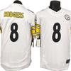 Pittsburgh Steelers 8 Camiseta Blanca para Hombre de Manga Corta Uniforme de Fútbol Estilo Rodgers Tercera Generación