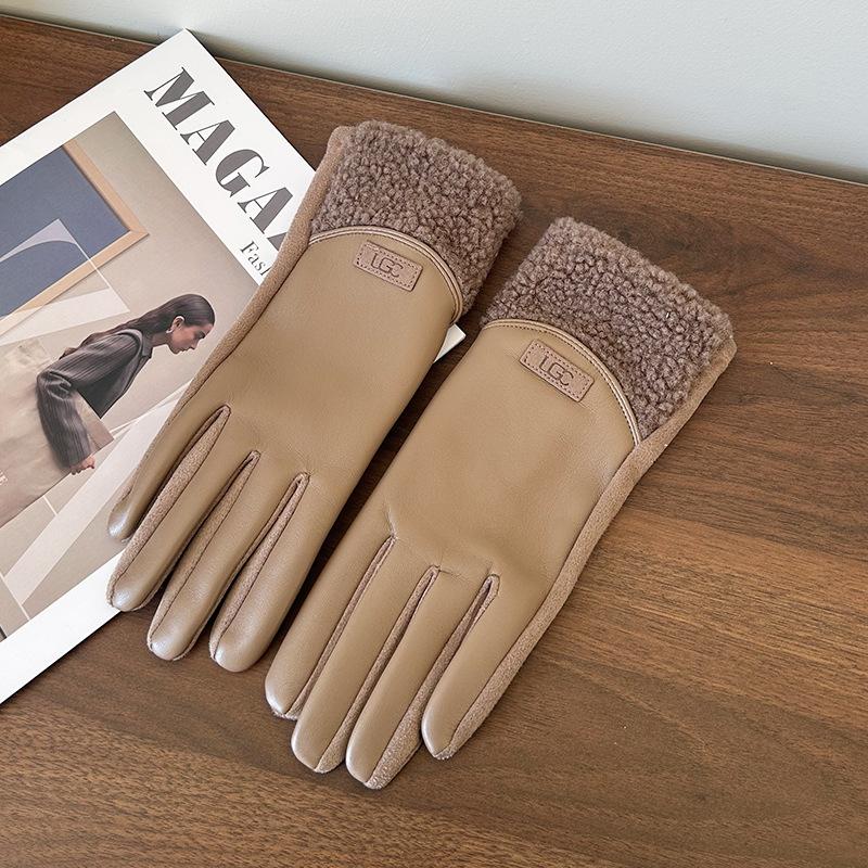 2025 leather gloves women's warm velvet thickened winter driving gloves
