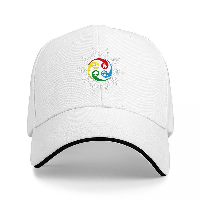 Yin Yang Star Symbol Black Baseball Cap with Colorful Unisexdala Design for Spiritual and Mindful Lifestyle Enthusiasts