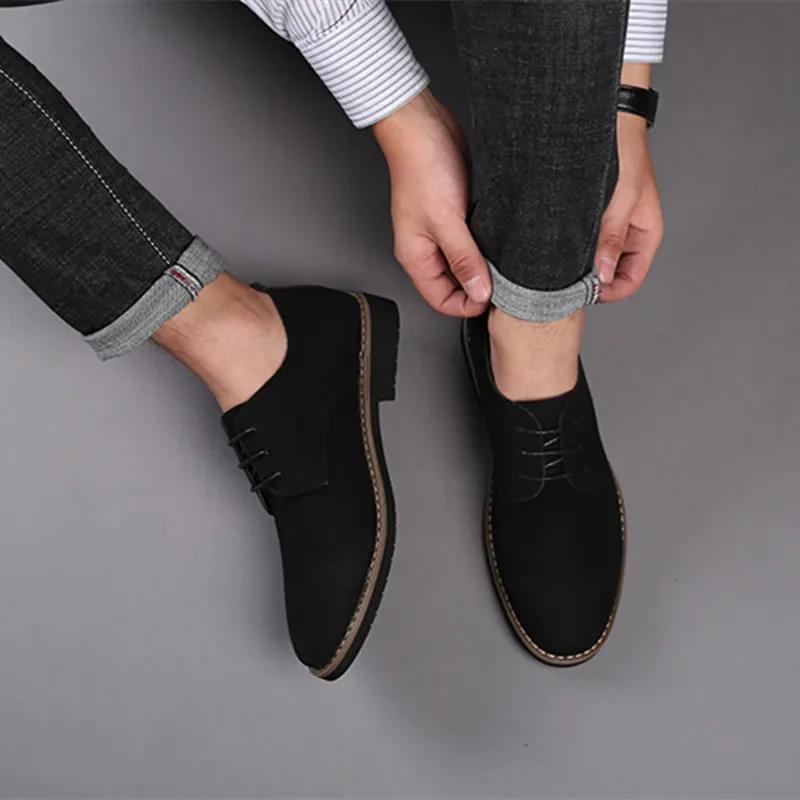 Men Casual Shoes Lace Up Oxfords Business Formal Dress Leather Shoes Derby Shoe Black Platform Sneakers