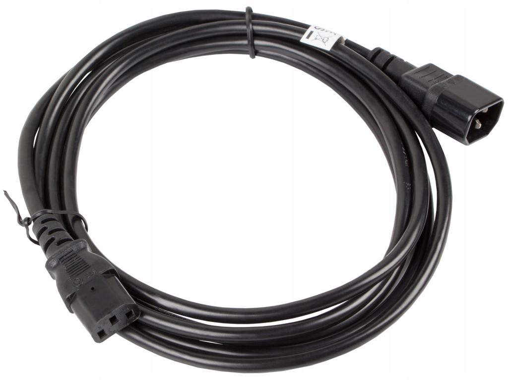 Lanberg Power Cable Extension Cord IEC 320 C13 -> C14 3m VDE Black
