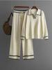 Elegant Women's Sweater Two Piece Sets Autumn Winter New Office Ladies Knitted Jumpers and Pants 2 Pieces Sets Outifits Women