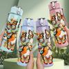 1PC Vintage Butterfly Bouquet 750ml Color Plastic Sports Water Bottle Leakproof Flip Straw Lid Suitable for Sports Office Home Use