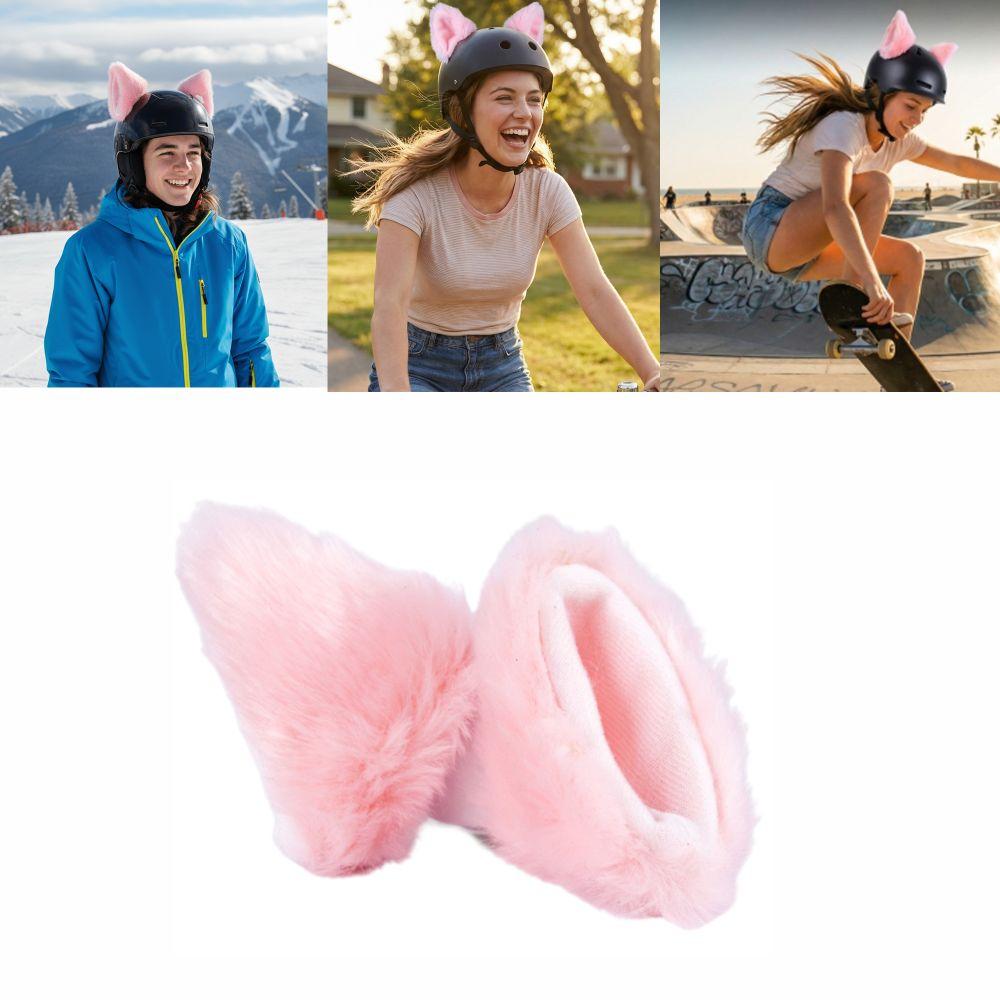 2Pcs Pink Helmet Accessories Plush Cat Ears for Helmet Motorcycle Helmet Plush Ears  Outdoor Sports