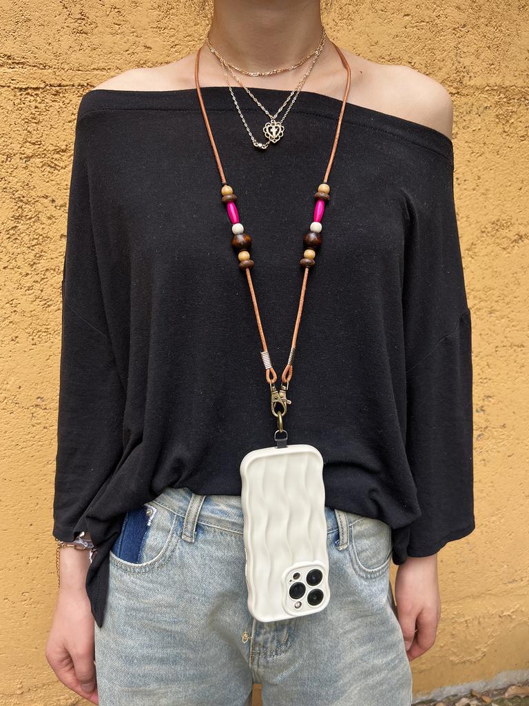 Detachable Hand-beaded Phone Lanyard Retro Neck Slant Phone Accessories