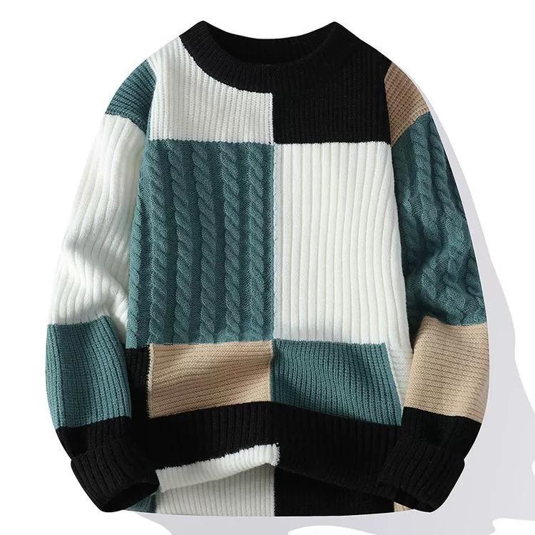 

Autumn Spring Men s Half-high Collar Loose Plus Fleece Knit Sweater Plus Size Men s Sweater XS синій