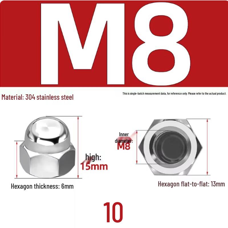 304 Stainless Steel M8 Dome Cap Nuts
