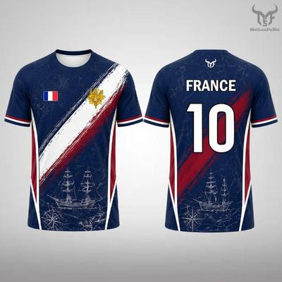 New France Flag T-shirt Men Breathable And Quick-drying Soccer Jersey Unisex Casual Sports Training Short-sleeved Top