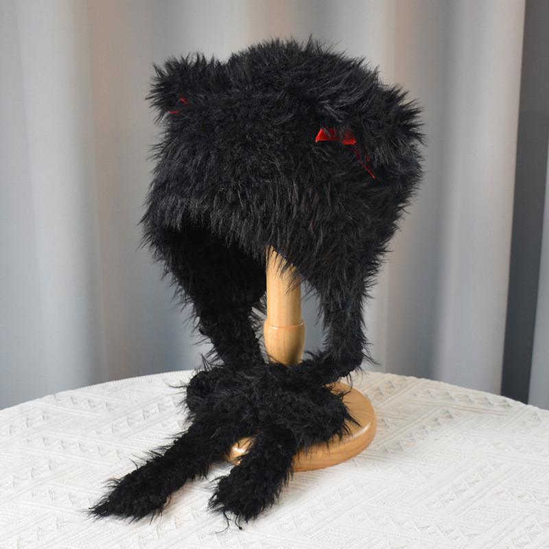 Cat Ear Knitted Hat Women Cozy Knitted Fluffy Headwear For Autumn