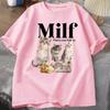 MILF Unisex Amo i Felini Cottagecore Gatti Maglietta per Donne Unisex Amante dei Gatti T-shirt Divertente con Cuccioli Stampati Larga Streetwear
