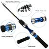 Eis-Angelrolle und Eis-Angelrute-Kombination, Kohlefaser-Angelrute, tragbar, zum Eisfischen
