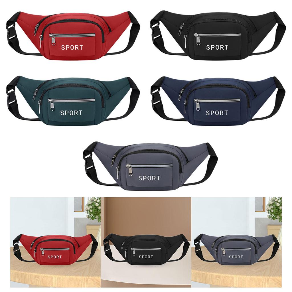 Men Fanny Pack Waist Bag Zipper Supplies Adjustable Strap Casual Shoulder Bag for Running Cycling Workout Outdoor Sports Travel