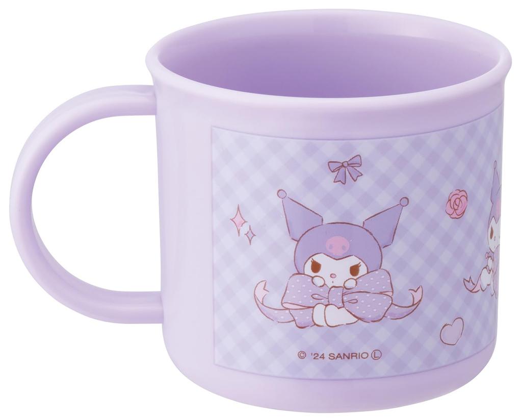 Prato de Plástico Skater para Almoço Lavável na Máquina Feito em Sanrio Kuromi Copo Grande para Crianças, 200ml, Seguro, Japão, Fita, Menina, KE4AAG-A
