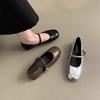 Square Head Light Mouth Versatile Flat Silver Mary Jane Single Shoes Women's 2025 New Summer French with Skirt Small Leather Shoes