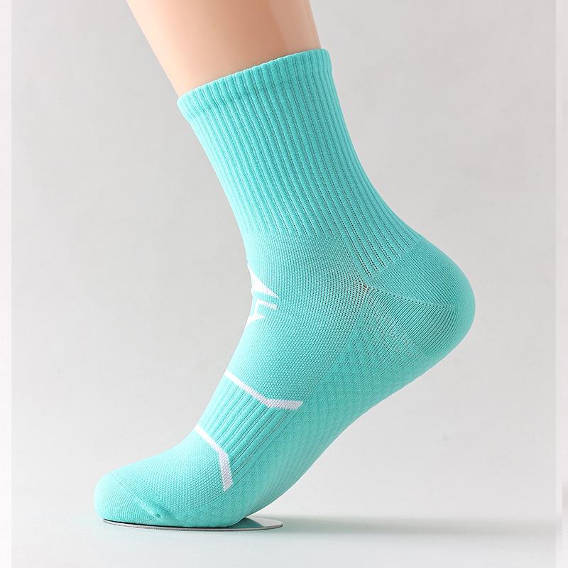 Marathon Running Socks for Men and Women, Mid-calf Anti-slip Massage Sole Socks, Breathable Quick-drying Fitness Compression Sports Socks