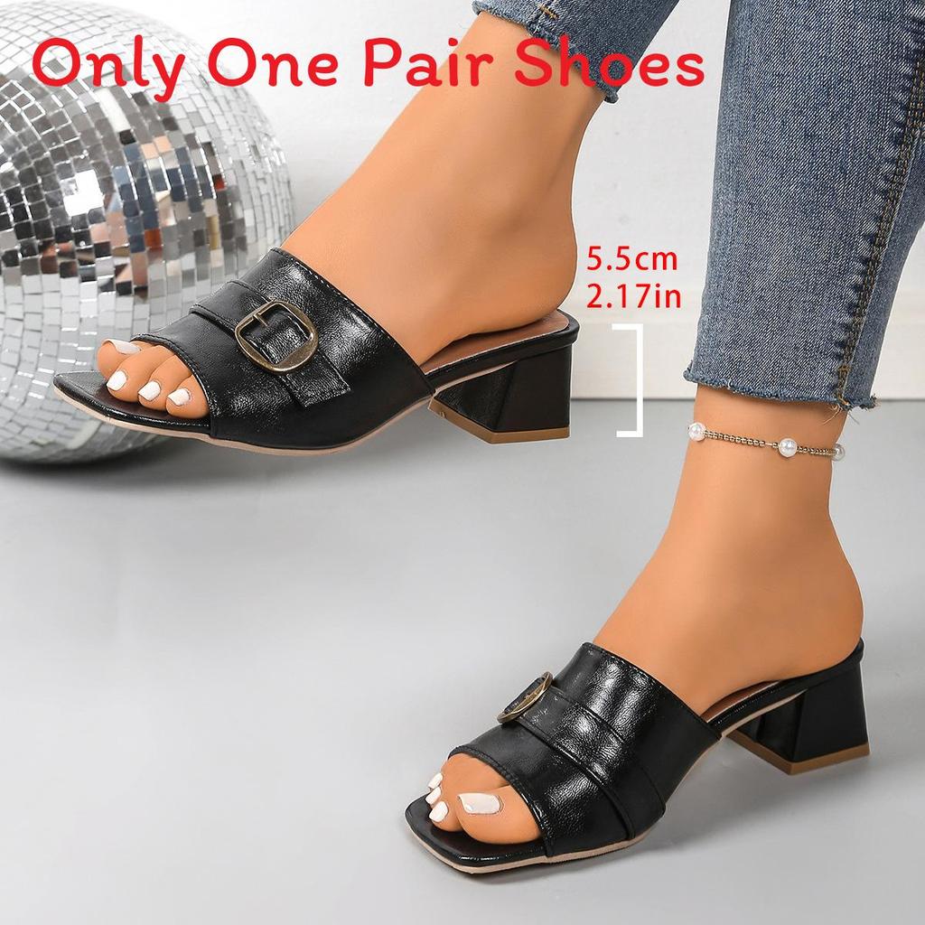 Womens Style Square Toe Pu Flat Slide Sandals Summer Casual Comfortable For Beach Walks