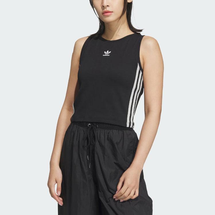 Adidas Originals 3-Stripes Padded Tank Top Women Tops Black JI6860