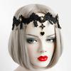 Beads Black Hairbands For Women Girls Neo-Gothic Flower Lace Tiara Headdress Female Halloween Party Fashion Noble Jewelry