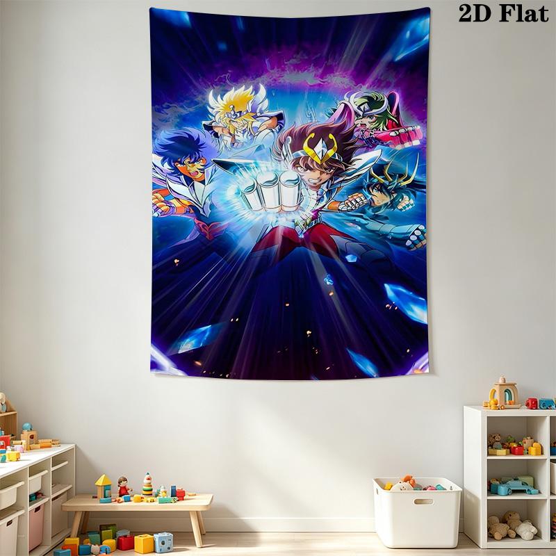 Saint Seiya Legend Sanctuary Tapestry Fashion Print Wallmounted Soft Background Cloth Work Of Art