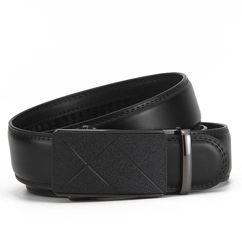 Frosted Automatic Buckle Edge Two-Layer Cowhide Belt, Business And Leisure Men'S Trendy Belt