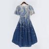 Women's Fashion Casual V Neck Short Sleeve Ruffled Vintage Printed Dresses