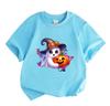Kids Boys Girls 100% Cotton Crew Neck Short Sleeve T-Shirt, Cute Ghost Witch Hat Hug Smiling Pumpkin Print Casual Halloween Tee for Children