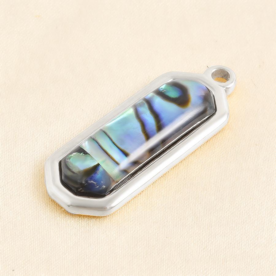 3pcs Geometric Charm Real Abalone Shell Stainless Steel Pendants For Jewelry Making Supplies Rectangle Round Pendant DIY Finding
