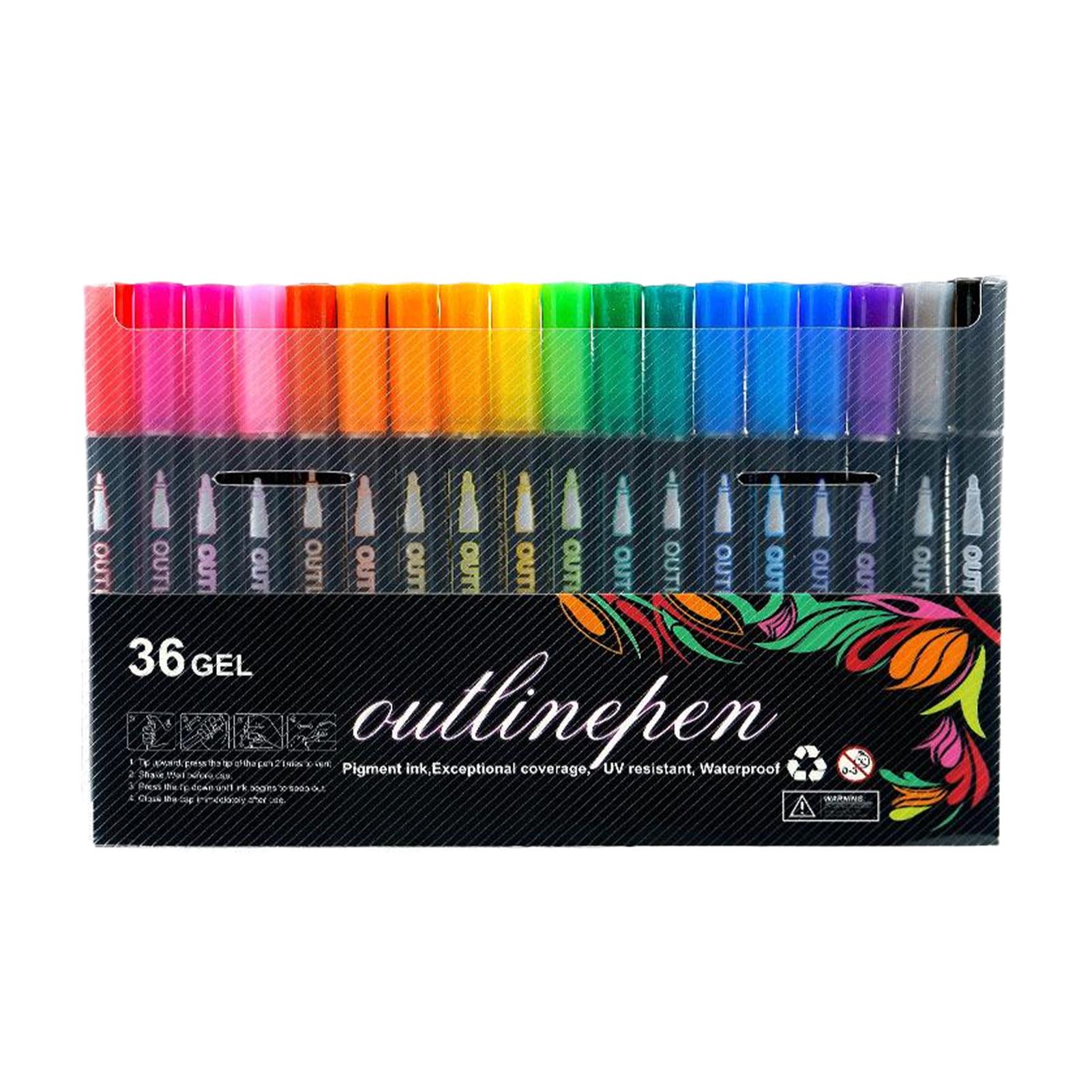 ABS Shimmer Marker Pens Coloring Lightstick Highlighters For Greeting Cards Glitter Outline Pens 36