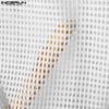INCERUN Men V Neck Sleeveless Hollow Mesh See Through Party Beach Tank Tops