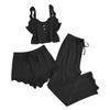 Summer Lace Trim Ribbed Tank Top & Long Pants Pajama Set - Women's Slim Fit Three-Piece