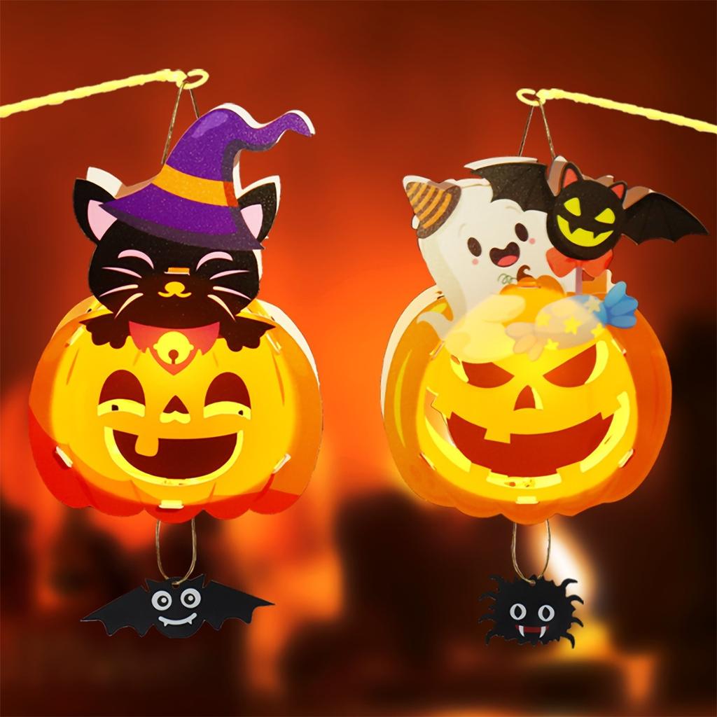 Halloween Pumpkin Handmade DIY Material Children's Handheld Luminous  Decoration Party Supplies