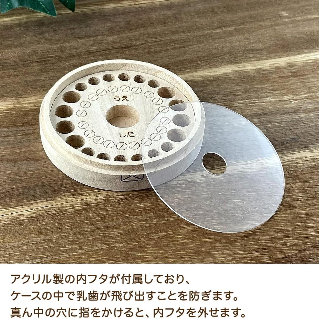 Sanrio Characters Little Twin Stars Baby Tooth Case with Big Ribbon, SANRIO LittleTwinStars ARASE Character Paulownia Wood Round Baby Tooth Case