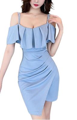 TOASOA Club Cocktail Night Work Light Ruffles Light Women's Off-the-Shoulder Dress, Mini, Sexy, Tight, Off-the-Shoulder, Hostess, Hostess, Hostess,