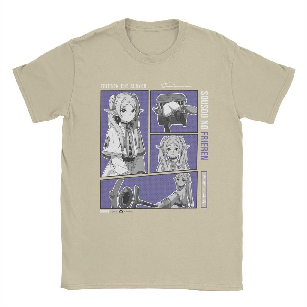 Sousou No Frieren Ανδρικό T-Shirt Ιαπωνικό Anime Vintage 100% Βαμβακερό Μπλουζάκι Κοντομάνικο T-Shirt με Στρογγυλή Λαιμόκοψη Ιδέα Δώρου Τοπ