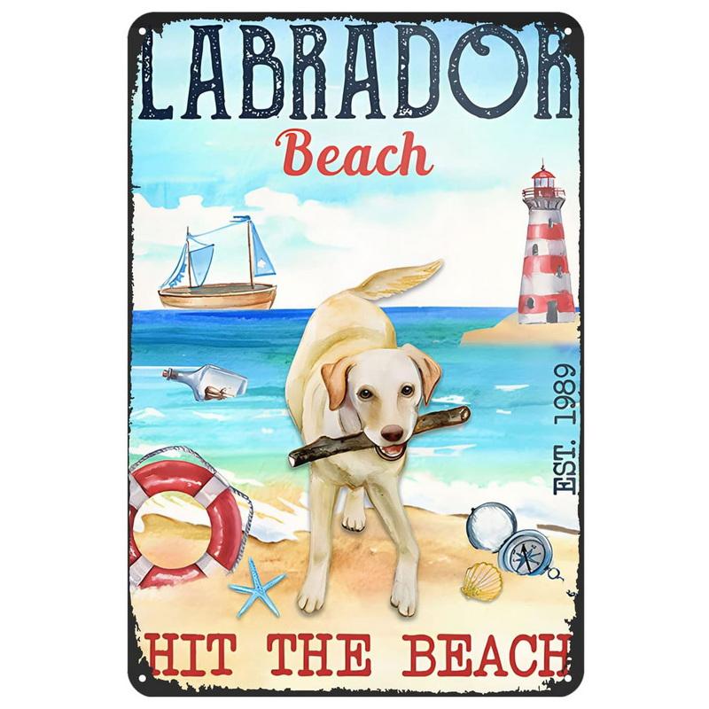 Dogs Metal Tin Signs Labrador Pitbull Wall Art Posters Plaque Vintage Iron Painting Decoration for Home Cafe Game Room Club Bar