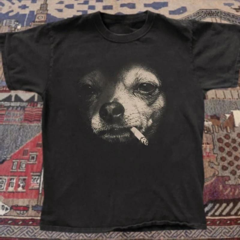 Chihuahua Dog Smoking Funny Unisex T-shirt S-5XL XXXL