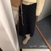 2025 Autumn/Winter Women's Korean Polka Dot Knit Midi Skirt with Elastic Waist