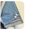 Retro Straight Leg Jeans für Damen Frühling/Sommer Cropped Pants Bestickte Straight Leg Hose