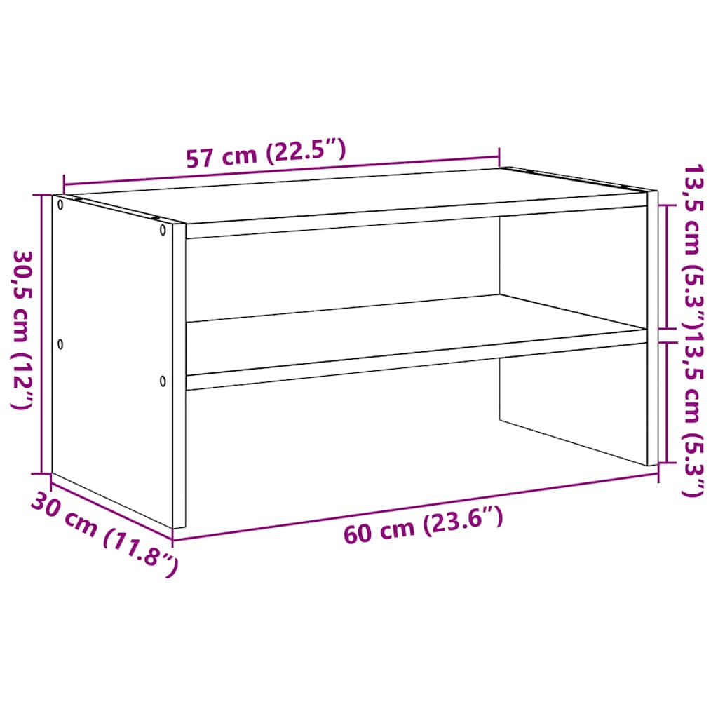 Stackable Shoe Rack Vintage Wood Look 60 X 30 X 30.5 Cm