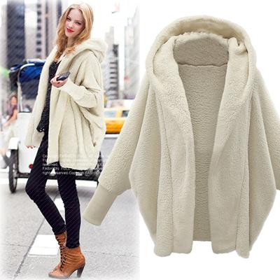 Damen-Top, Herbst und Winter, einfarbig, langärmelig, mit Kapuze, lockerer Plüsch-Samtmantel, Damen-Top-Trend