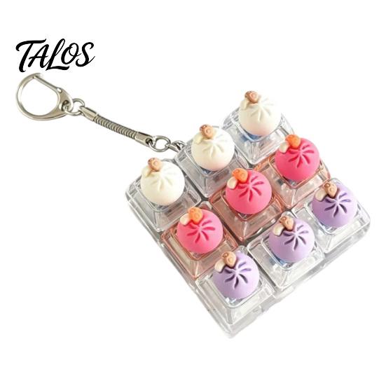 Creative Gifts for Stress Relief Dumpling Keycap Fidget Toy, Soft Squeeze Pendant with Keychain, Light Up Keychains Cute Bun Bag Charm Anxiety