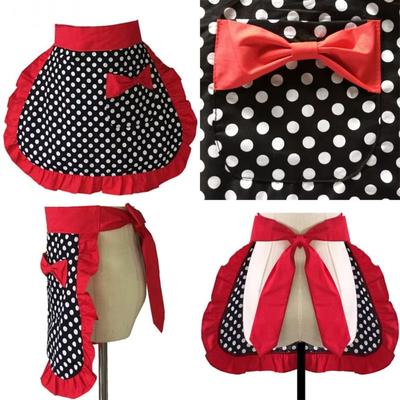 Cotton Kitchen Apron Adjustable Waist Belt Waiter Apron Fashion Hotel Apron  For Women Girls