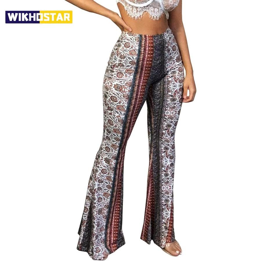 Calças de Yoga Femininas de Cintura Alta Fit Flare Estampadas Paisley Florais Boca de Sino Calças Leggings Flare