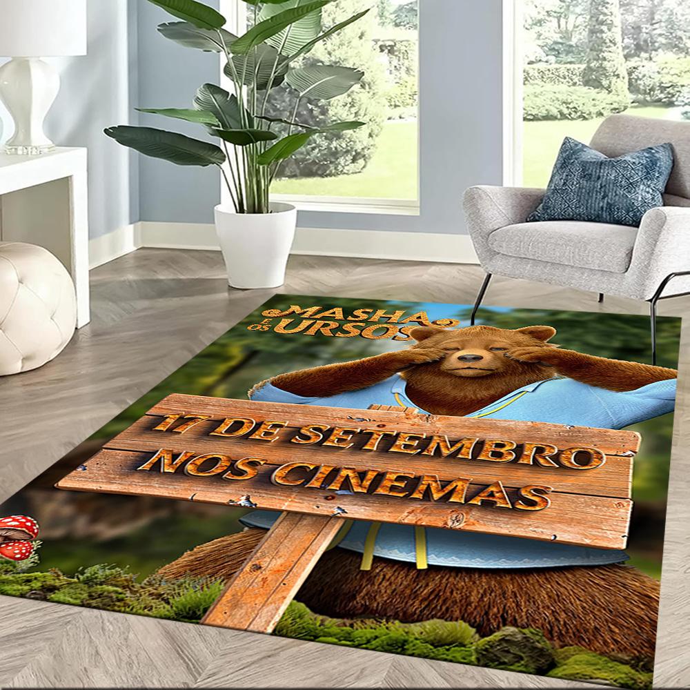 Masha Bear Area Rug Design for Kitchen Study Room Foyer Balcony Anti-slip Rug Office Home Decor Birthday/Christmas Gift