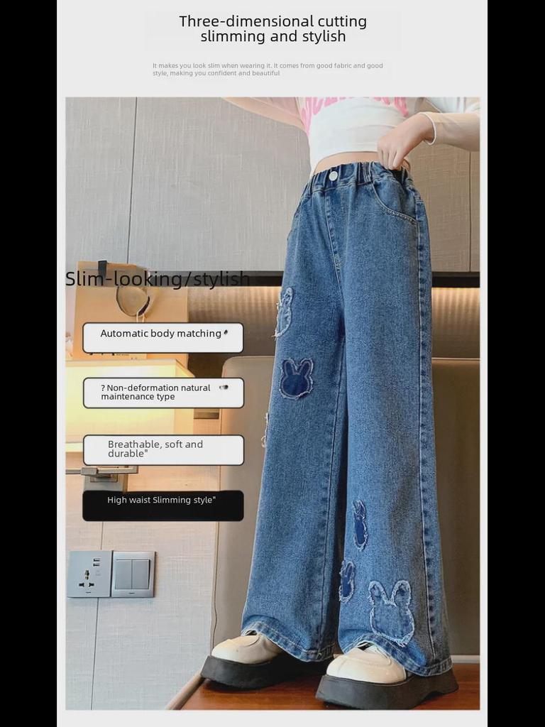 Fasjonable jenters vide jeans: Trendy vår- og høststil for store barn