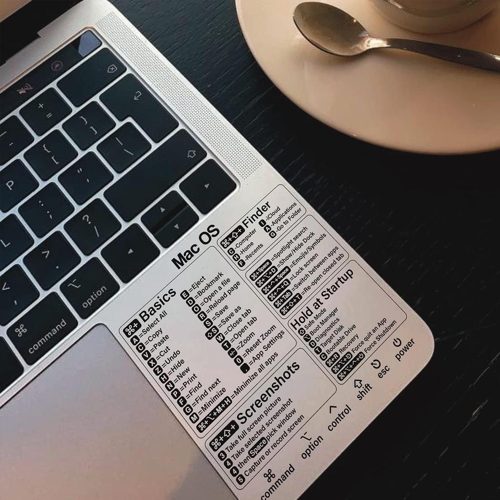 Shortcut Stickers for MacBook Pro/Air Keyboard - Clear, Fits 13-16" Models, Quick Navigation & Application Control